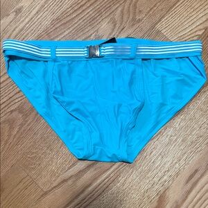 Andrew Christian Beige Bikini Bottom with Gold Accents